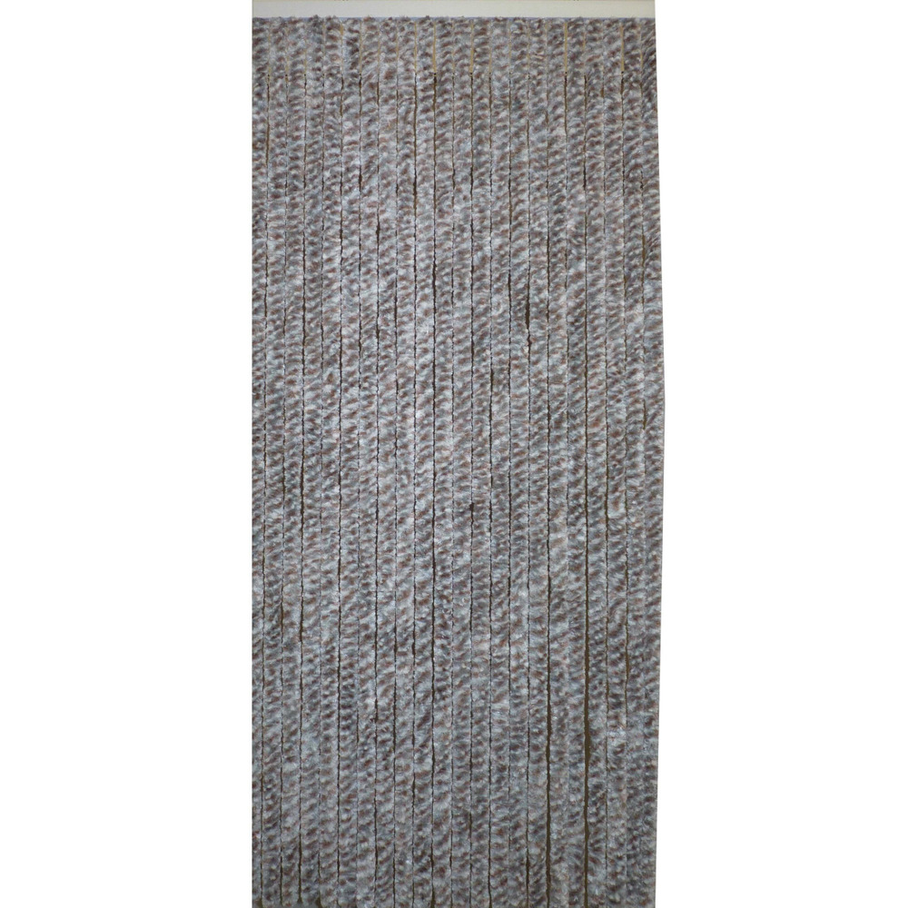 Rideau de porte en fibres synthétiques chenilles chiné brun, bleu, blanc