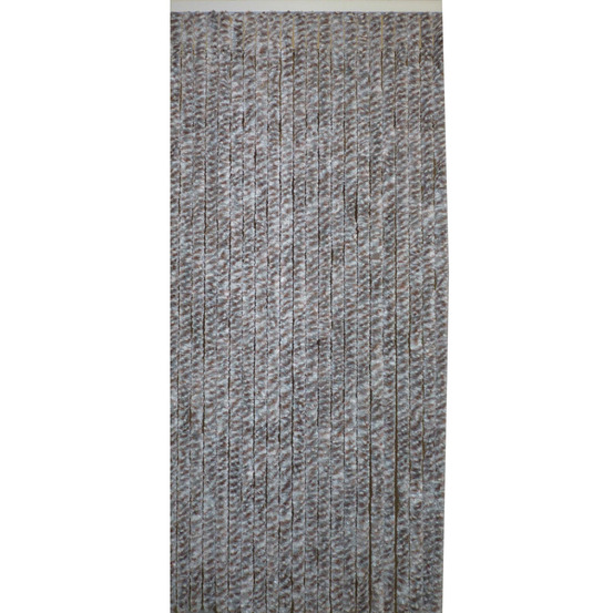 Rideau de porte en fibres synthétiques chenilles chiné brun, bleu, blanc