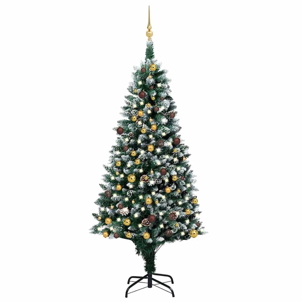 Arbre de noël artificiel avec led/boules pommes de pin 210cm