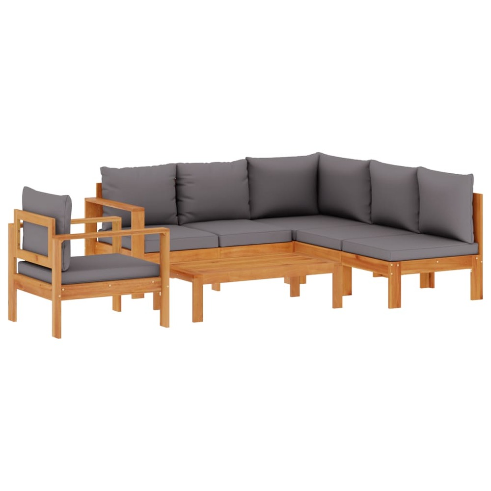 Salon de jardin avec coussins 5 pcs bois d'acacia solide