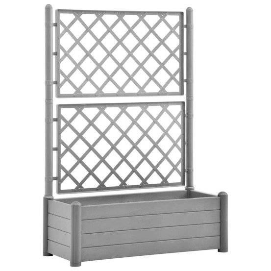 Jardinière avec treillis 100x43x142 cm pp gris pierre