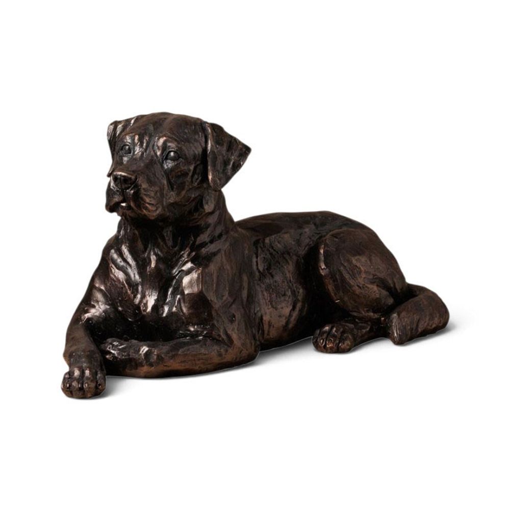 Statue labrador noir couché résine 20x43x20cm