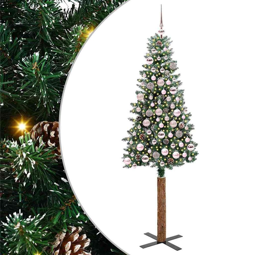 Sapin de noël mince vert 180 cm pvc et bois de pin massif