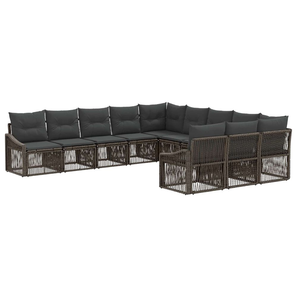 Ensemble de canapé de jardin 11 pc gris polyrotin