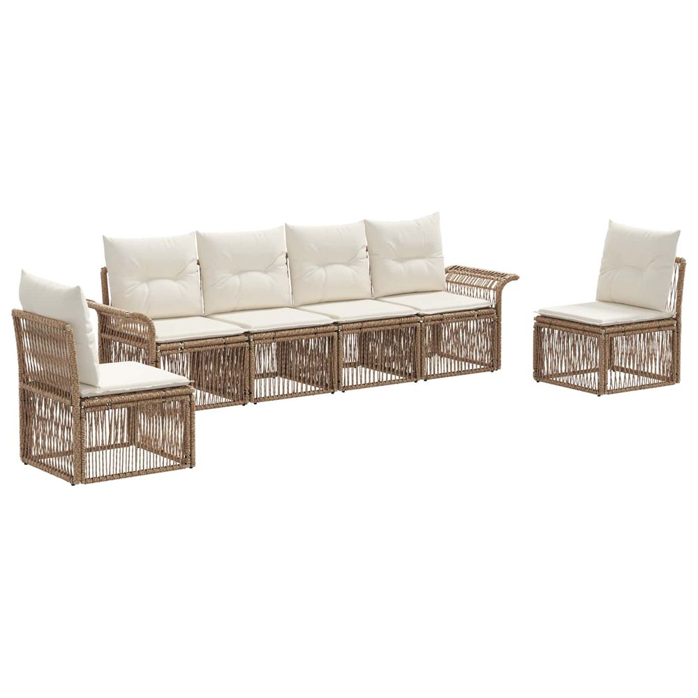 Ensemble de canapé de jardin 6 pc beige polyrotin