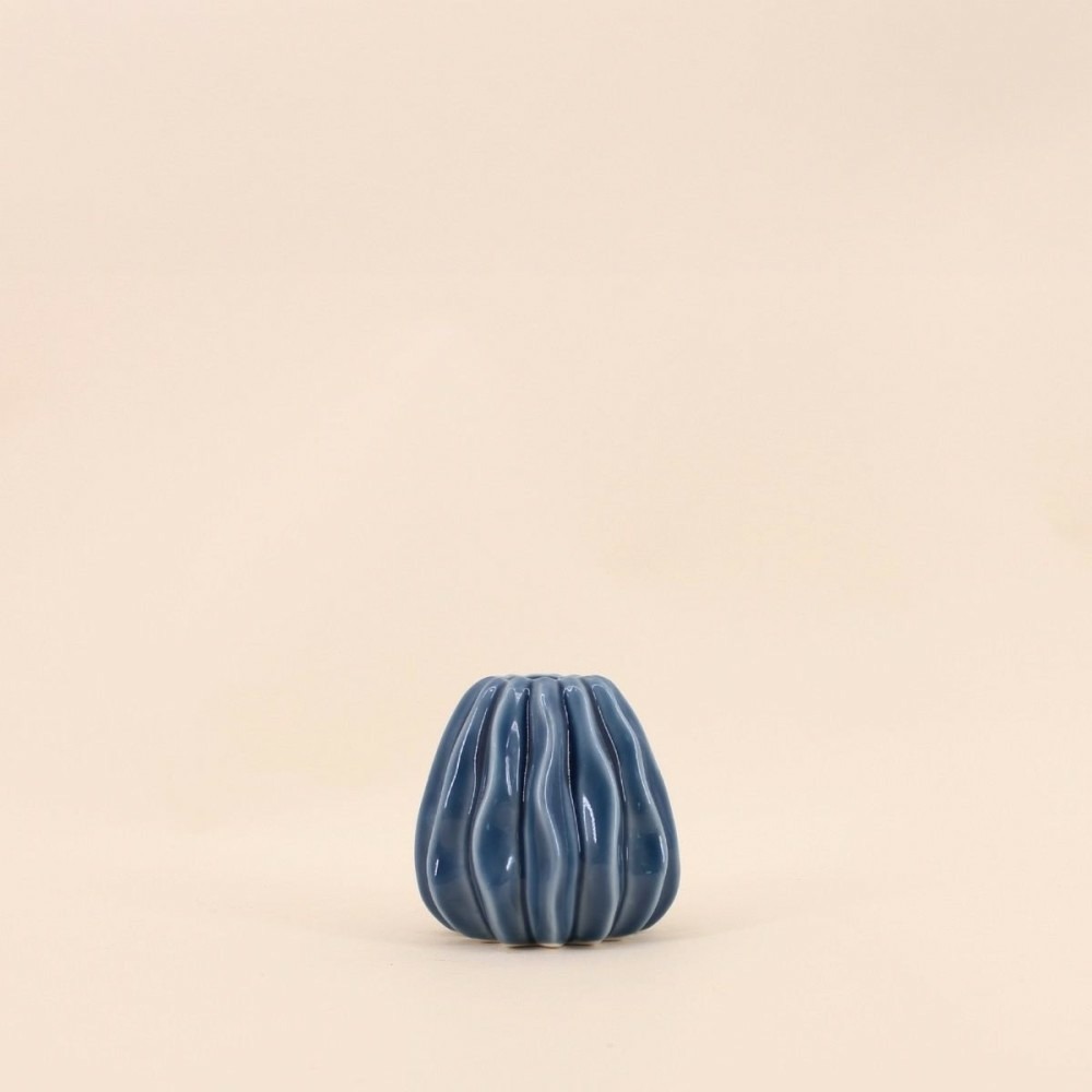 Vase en céramique structuré bleu 9cm