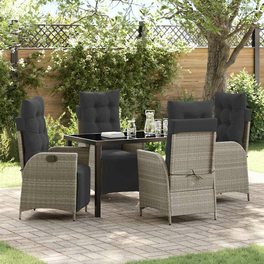 Ensemble de salle à manger pour jardin 5 pcs gris clair