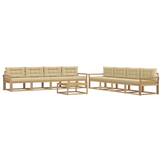 Ensemble de canapés d'extérieur 9 pc blanc et beige polyester