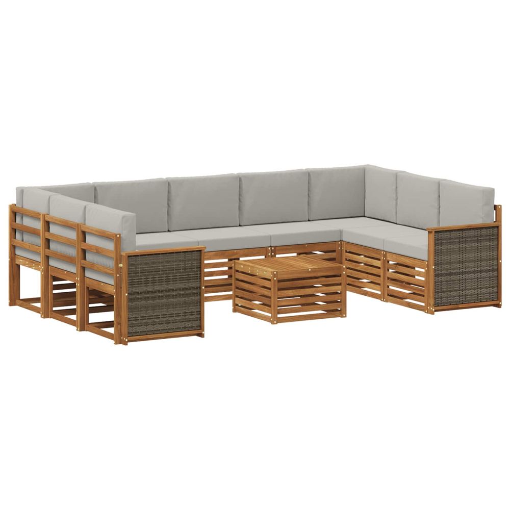 Ensemble de canapés d'extérieur 10 pc naturel et gris clair