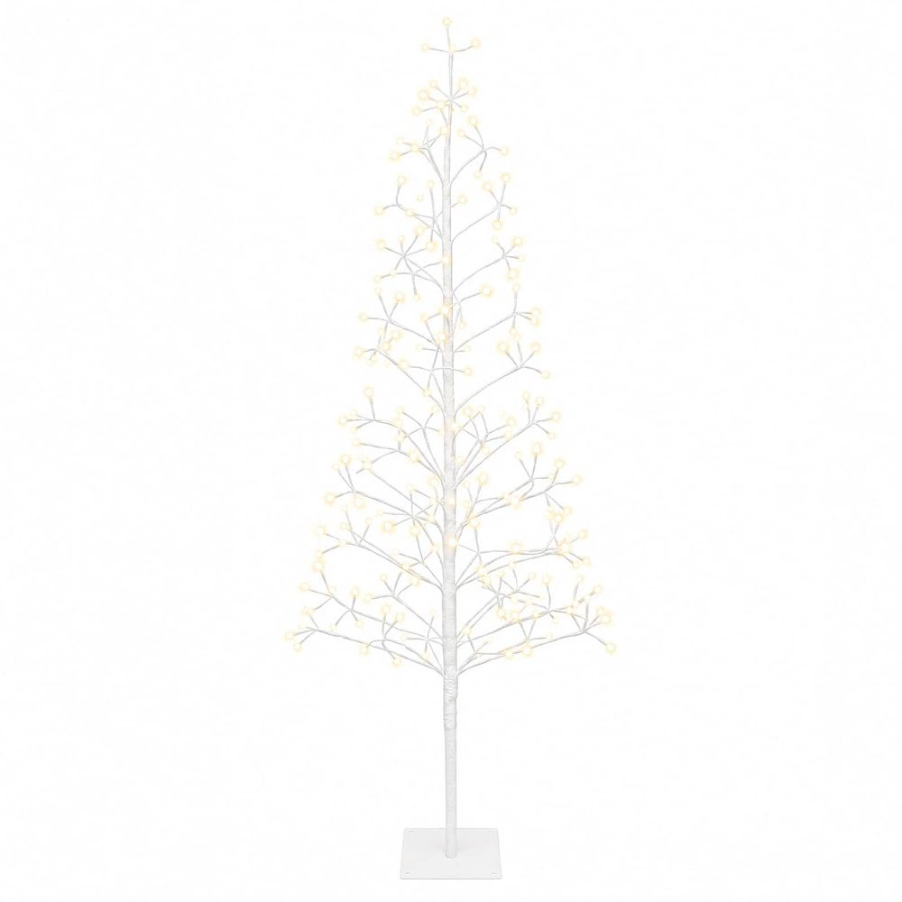 Sapin de noël lumineux led blanc 20 x 20 x 180 cm acier 196 led