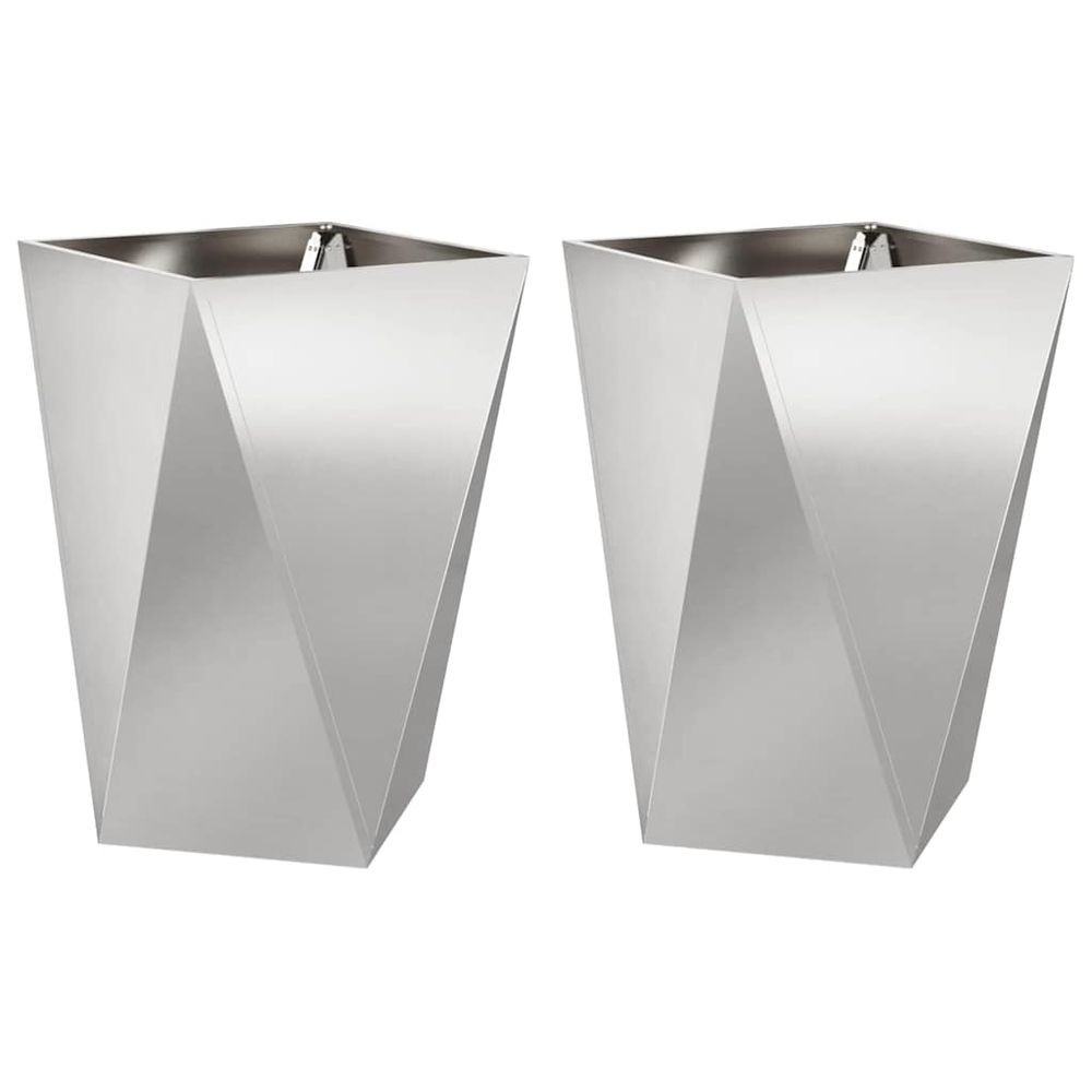 Jardinière 2 pcs argent 50 x 50 x 75 cm acier inoxydable