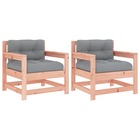 Chaises de jardin avec coussins lot de 2 bois massif douglas
