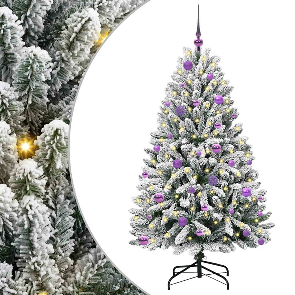 Sapin de noël artificiel vert et blanc 150 cm pvc et métal