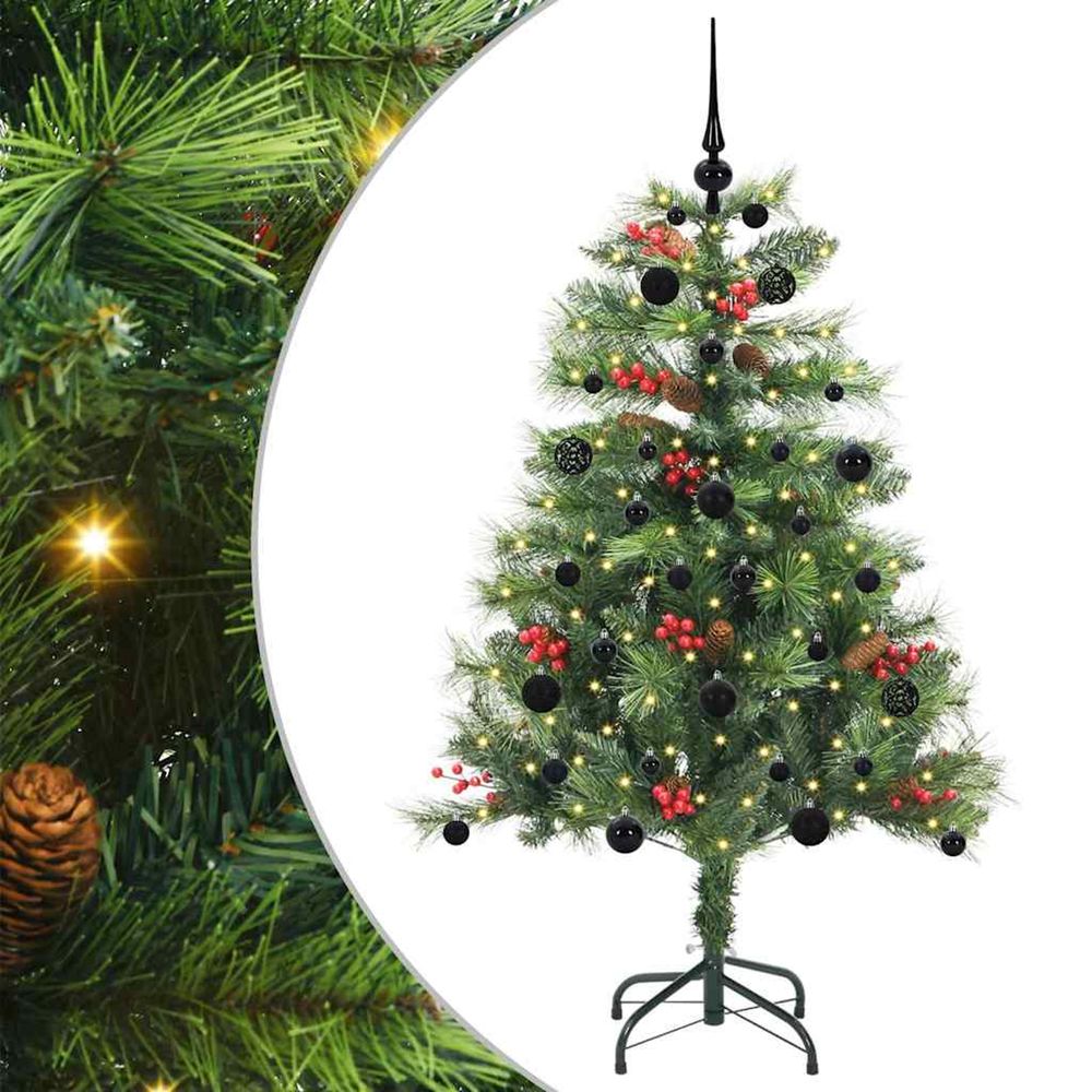 Sapin de noël artificiel 150 led blanc chaud pvc et métal vert