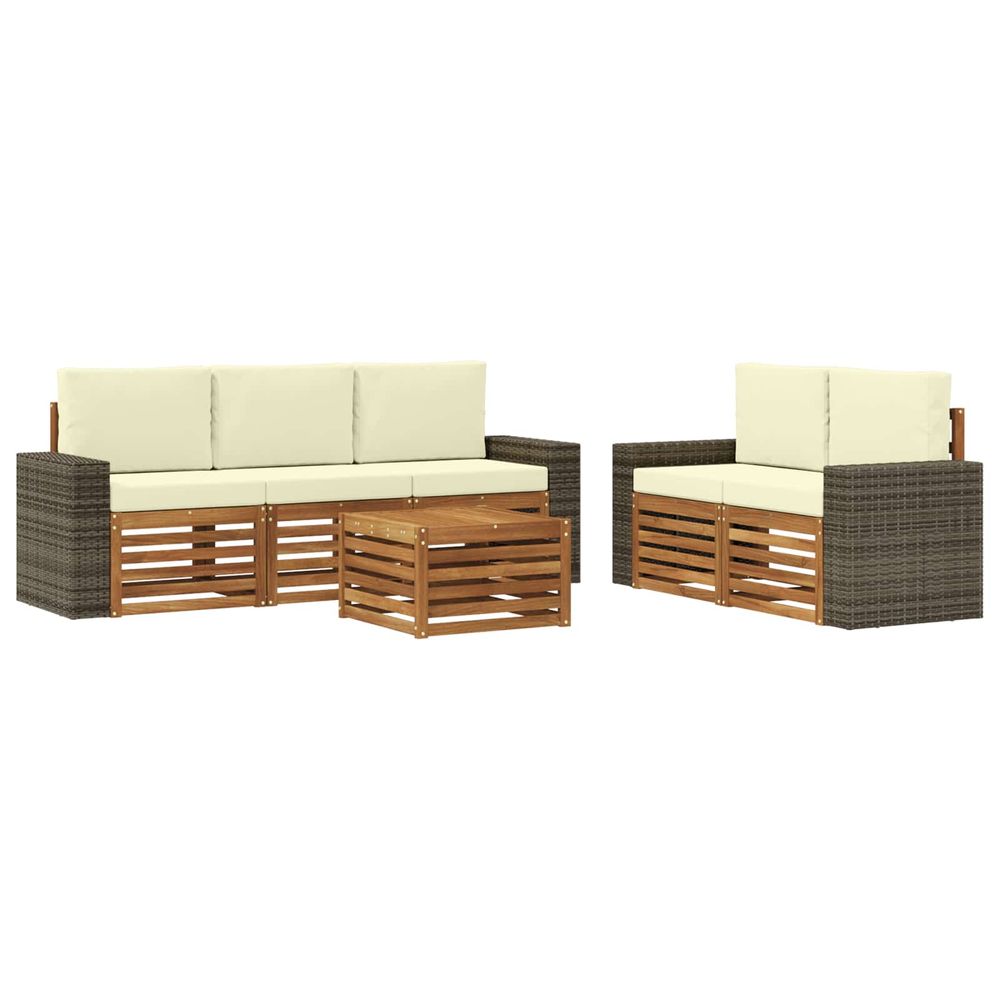 Ensemble de canapés d'extérieur 6 pc naturel et crème