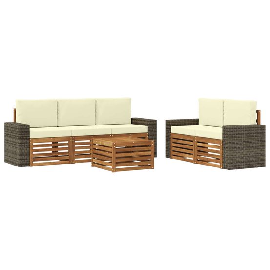 Ensemble de canapés d'extérieur 6 pc naturel et crème