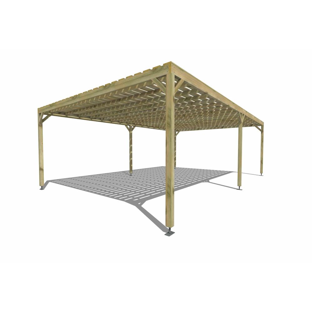 Pergola bois • 8m x 5m • indépendante • sens profondeur • platelage bois • livraison comprise
