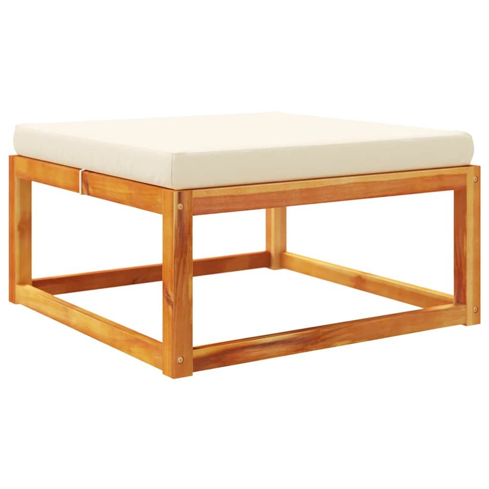 Repose-pied de jardin avec coussins bois massif d'acacia