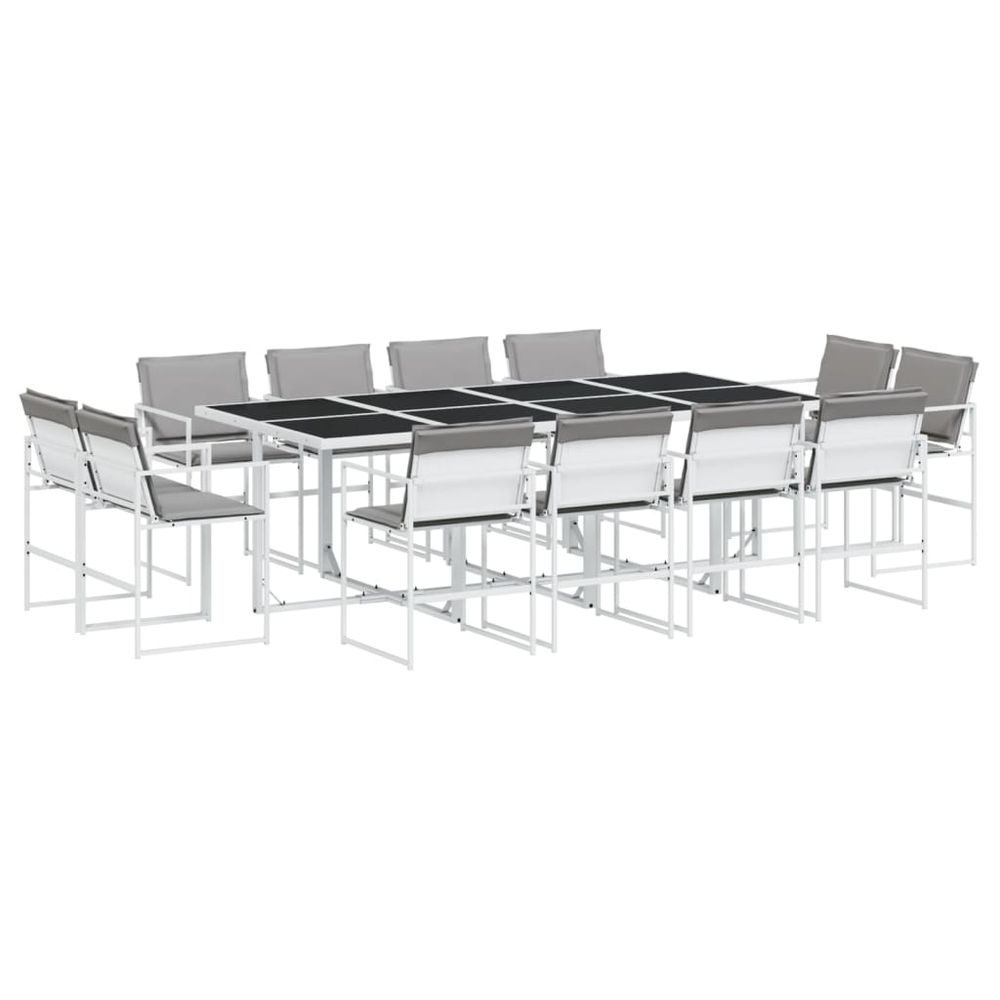 Ensemble à manger de jardin avec coussins 13pcs blanc textilène