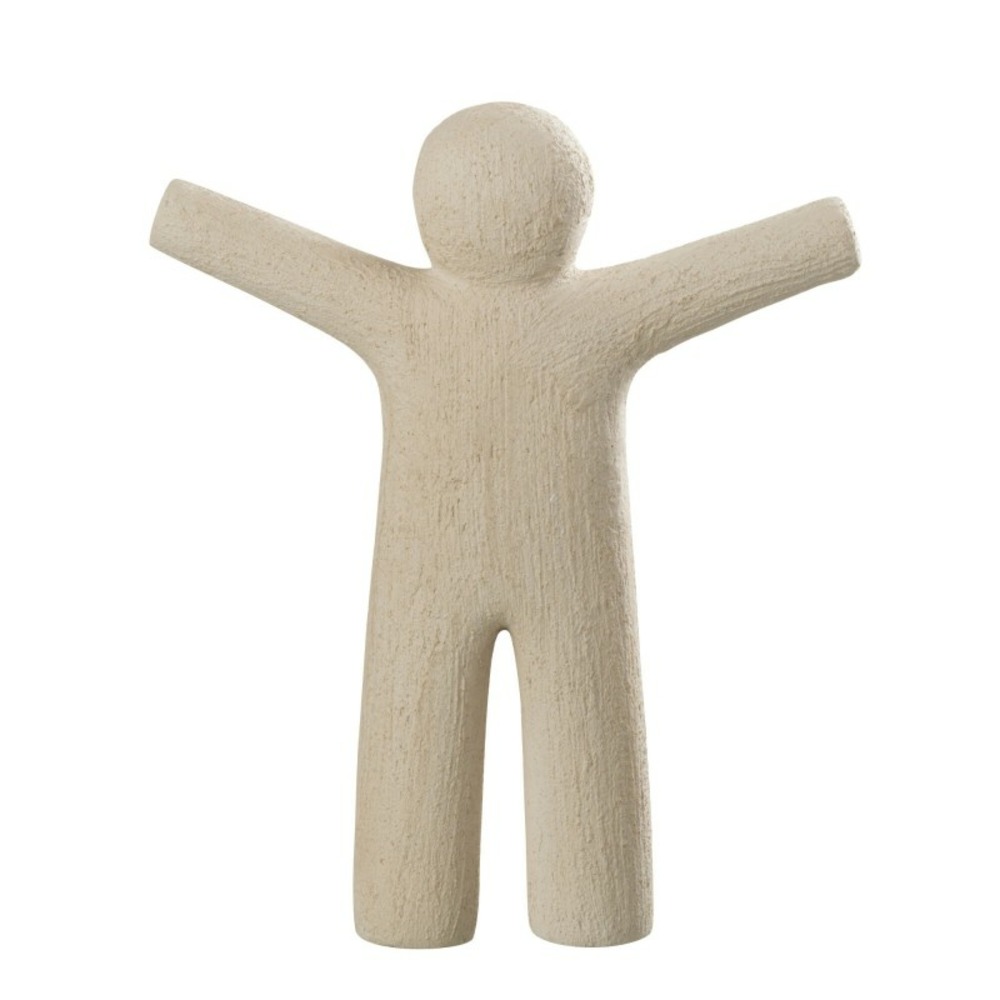 Statue bras écarté en synthétique beige 24x5x30 cm