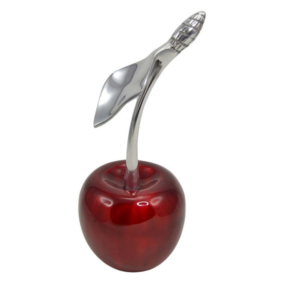 Statuette cerise rouge en aluminium claire 1 cerise 10 cm