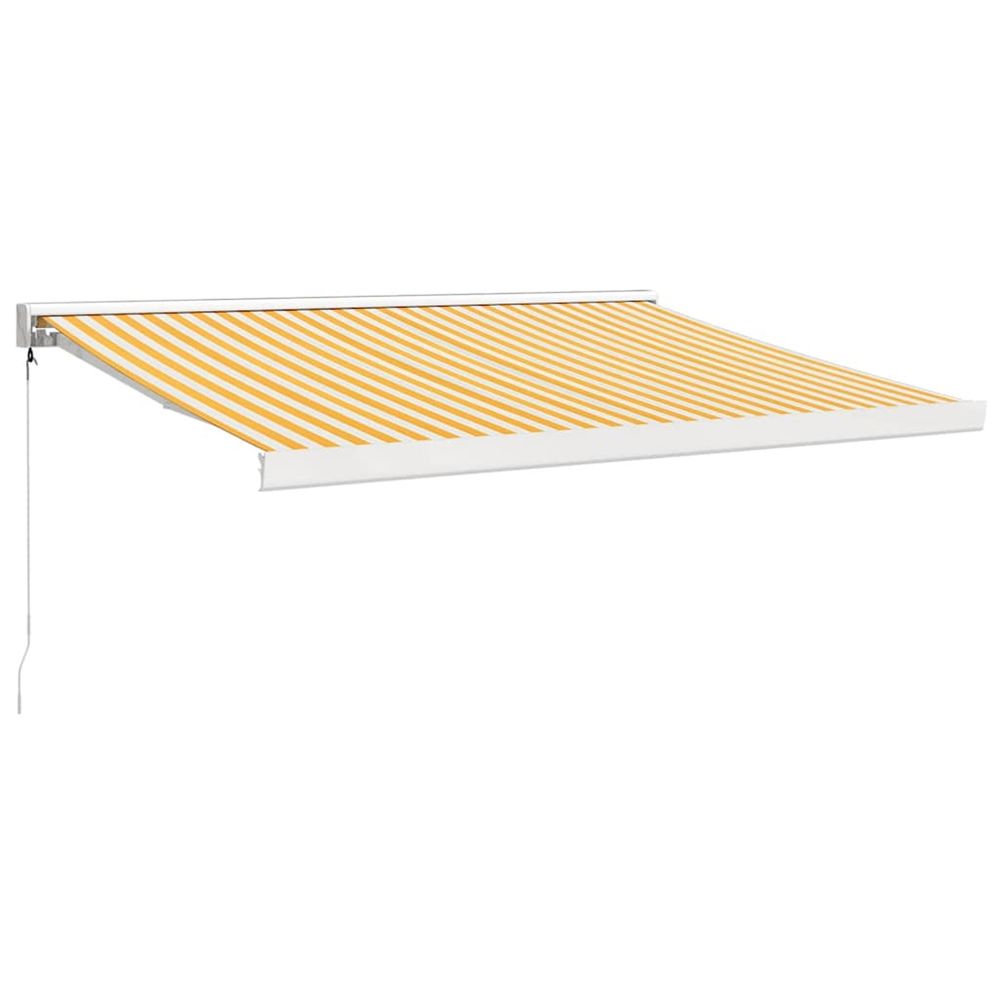 Auvent rétractable jaune et blanc avec cadre blanc 3 x 2,5 m