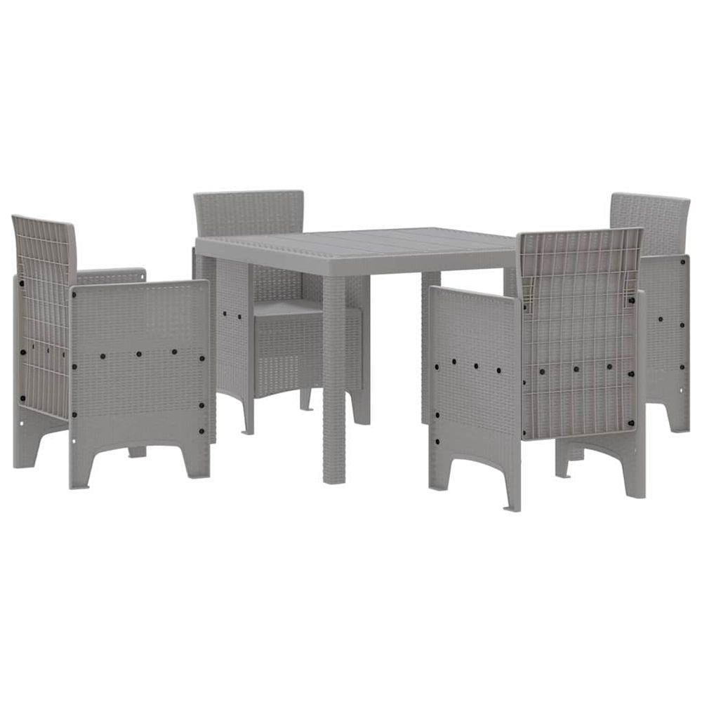 Ensemble de salle à manger pour jardin 5 pc gris clair