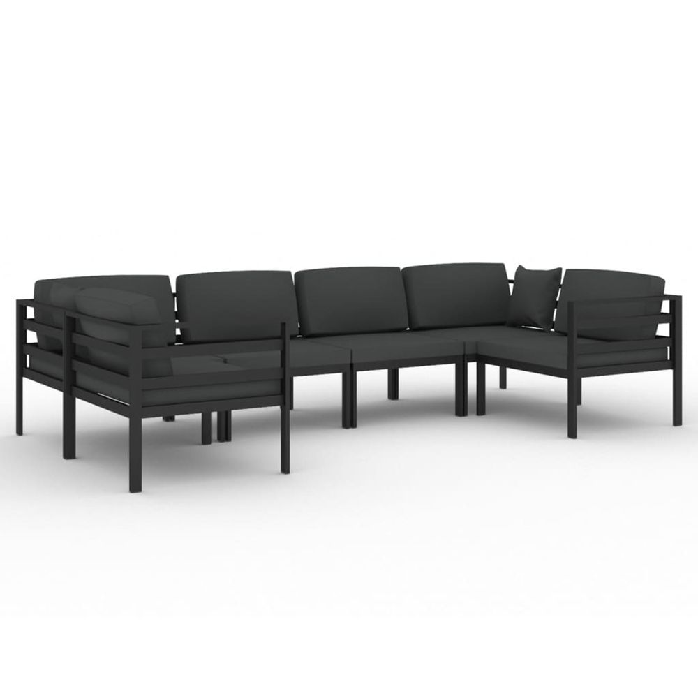 Salon de jardin 6 pcs avec coussins aluminium anthracite