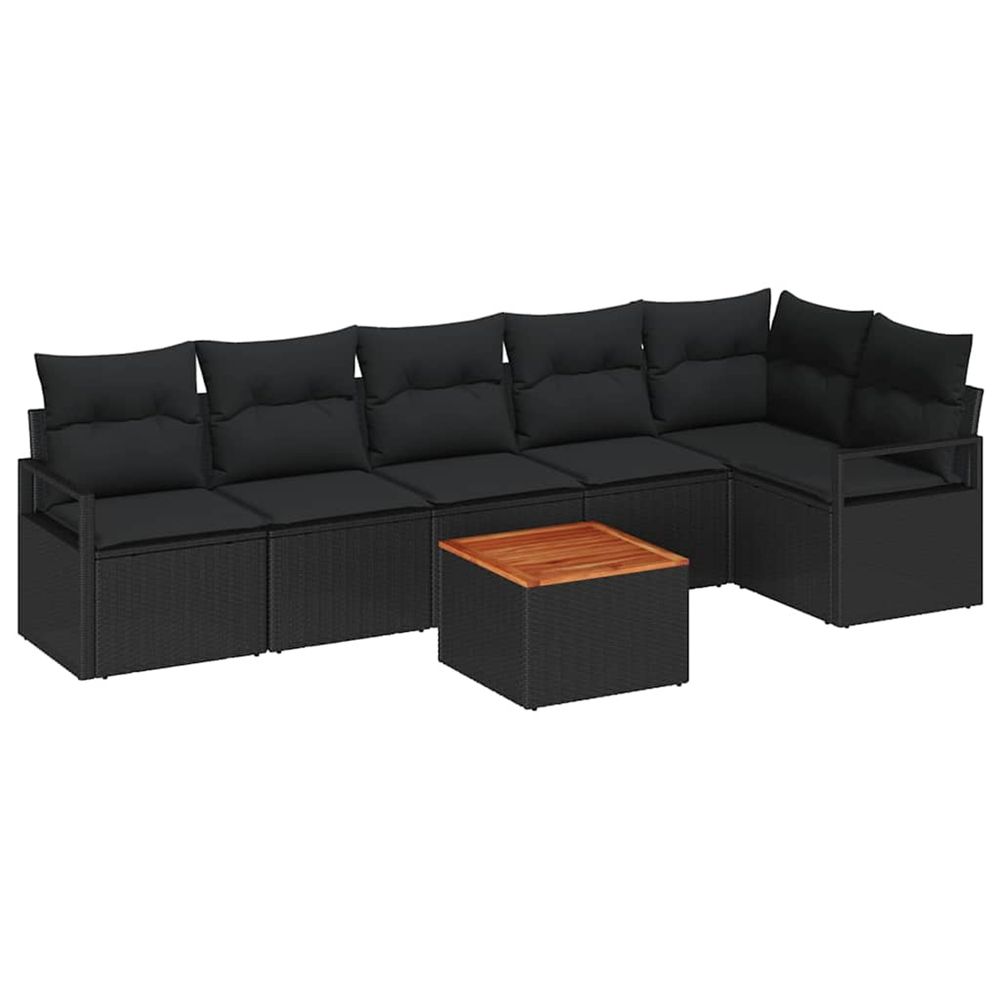 Ensemble de canapé de jardin 7 pc noir polyrotin