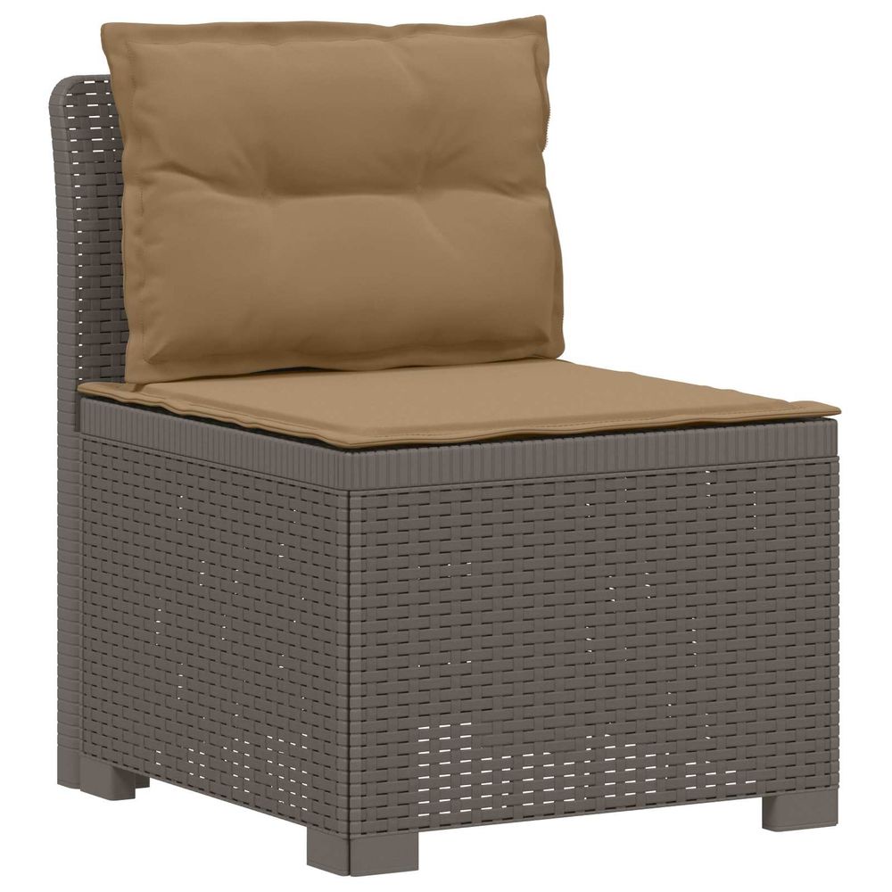 Canapé de jardin 1 place avec coussins look rotin pp gris clair
