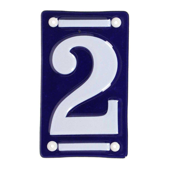 Numéro de maison en fer émaillé chiffre 2