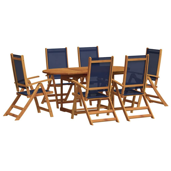Ensemble à manger de jardin 7pcs bois d'acacia solide textilène