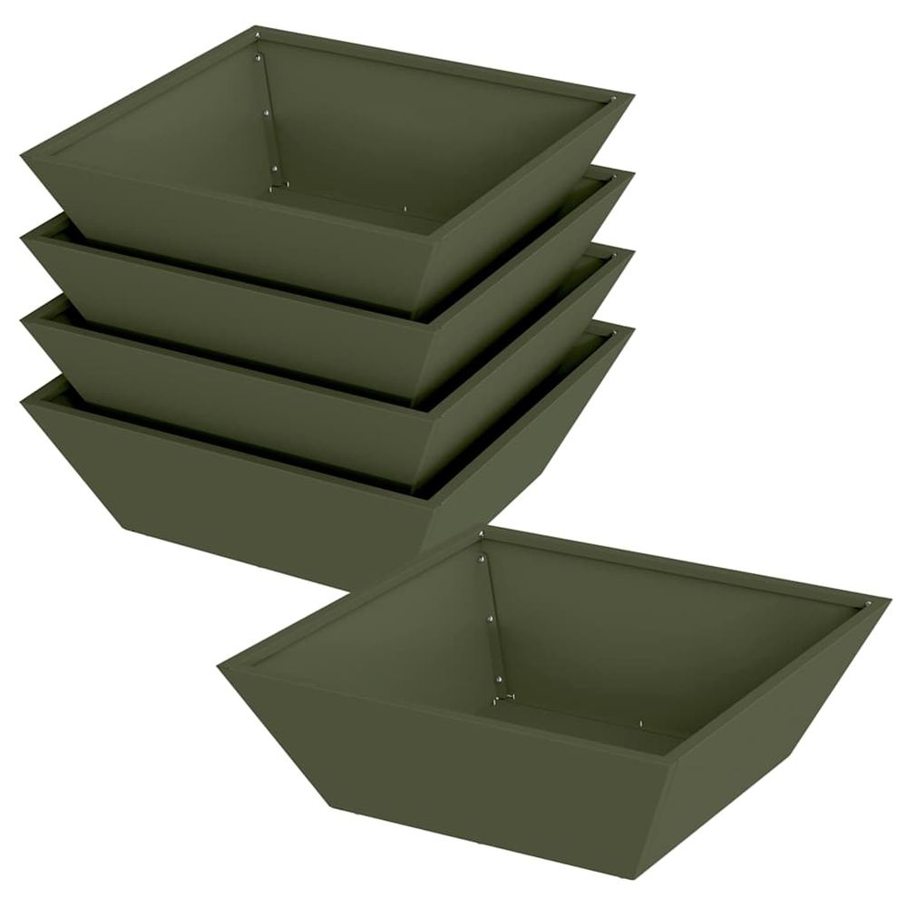 Cache-pot de jardin 5 pc vert olive 50 x 50 x 15 cm