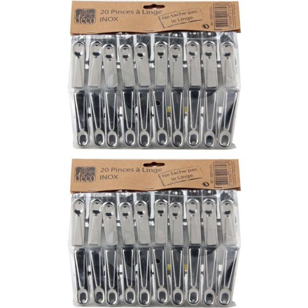 Set de 40 pinces à linge en inox