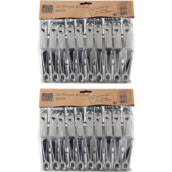 Set de 40 pinces à linge en inox