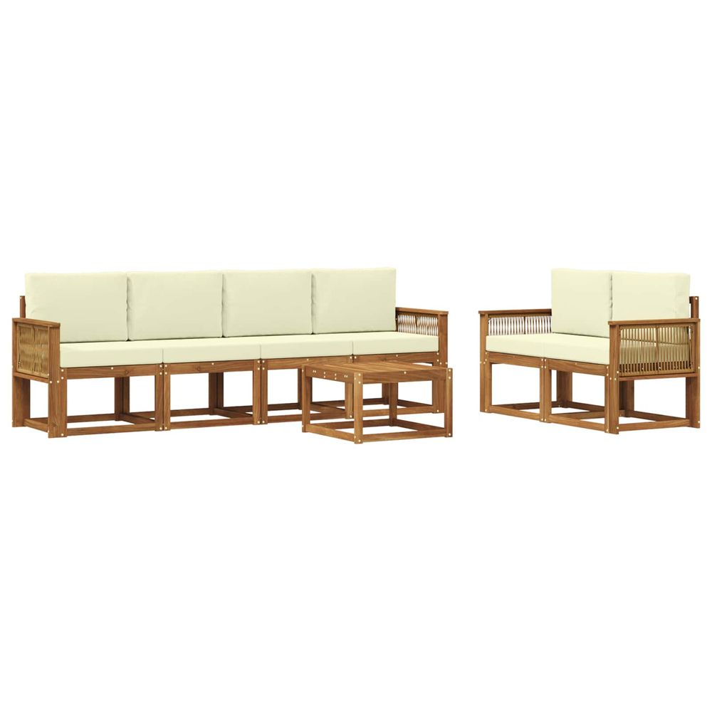 Ensemble de canapés d'extérieur 7 pc naturel et crème polyester