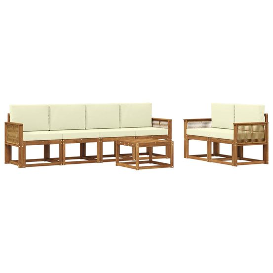 Ensemble de canapés d'extérieur 7 pc naturel et crème polyester