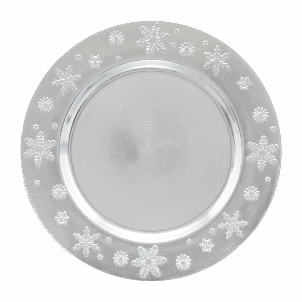 Lot de 12 assiettes de présentation flocon - argent