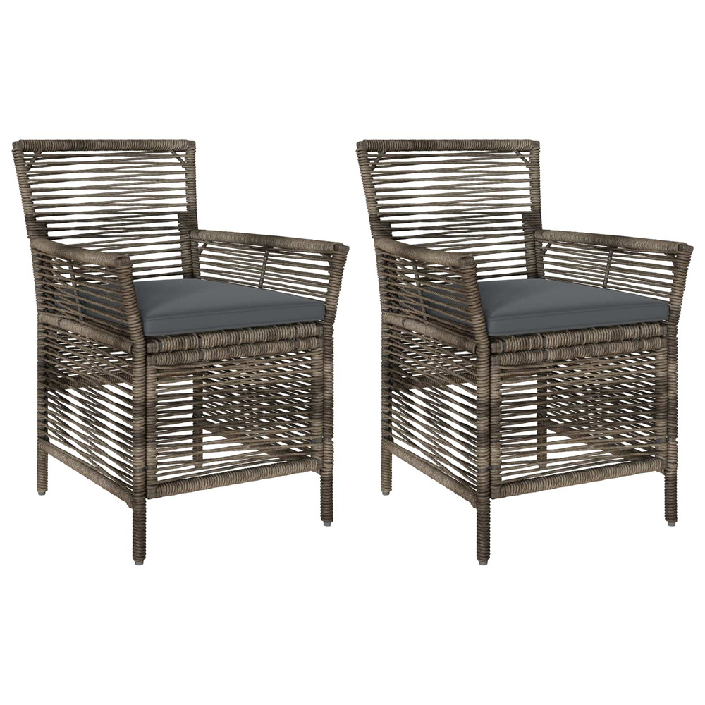 Chaise d'extérieur 2 pcs gris et gris foncé polyrotin