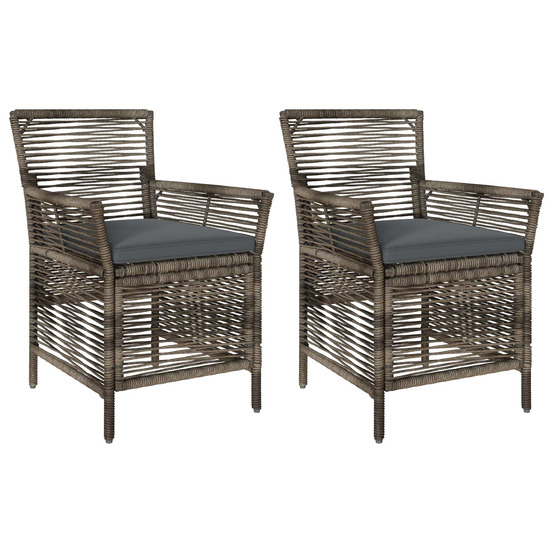 Chaise d'extérieur 2 pcs gris et gris foncé polyrotin