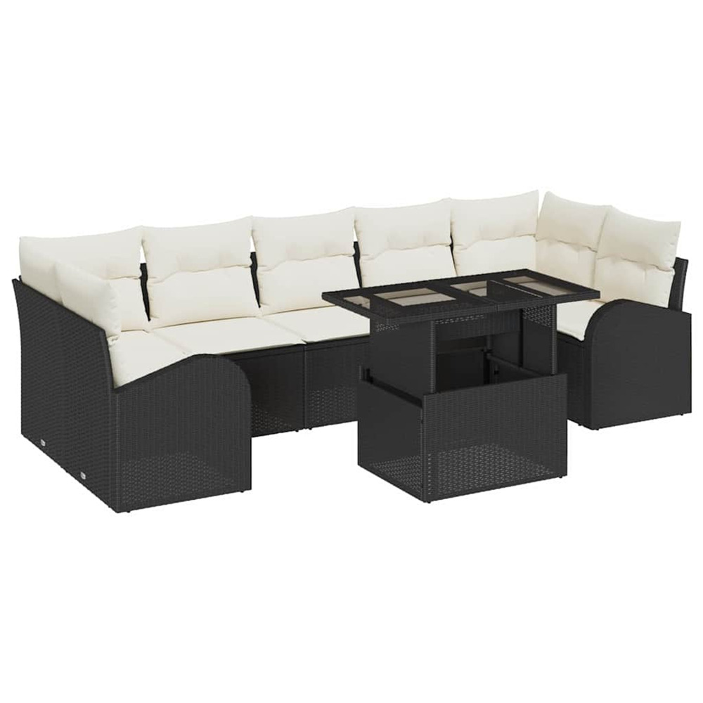 Ensemble de canapé de jardin 8 pcs noir poly rattan