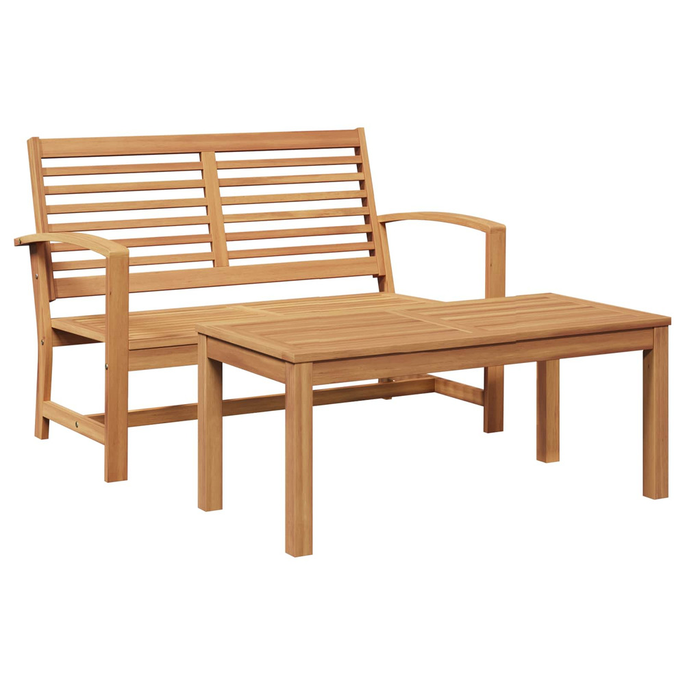 Banc 2 pcs marron bois de teck massif