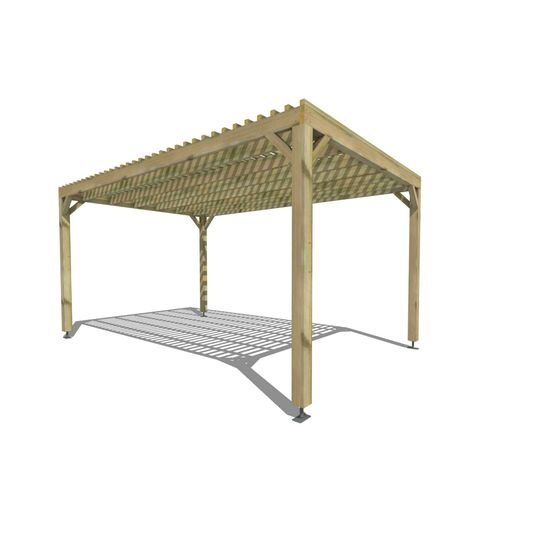 Pergola bois • 3m x 5m • indépendante • sens profondeur • lattage bois • livraison comprise