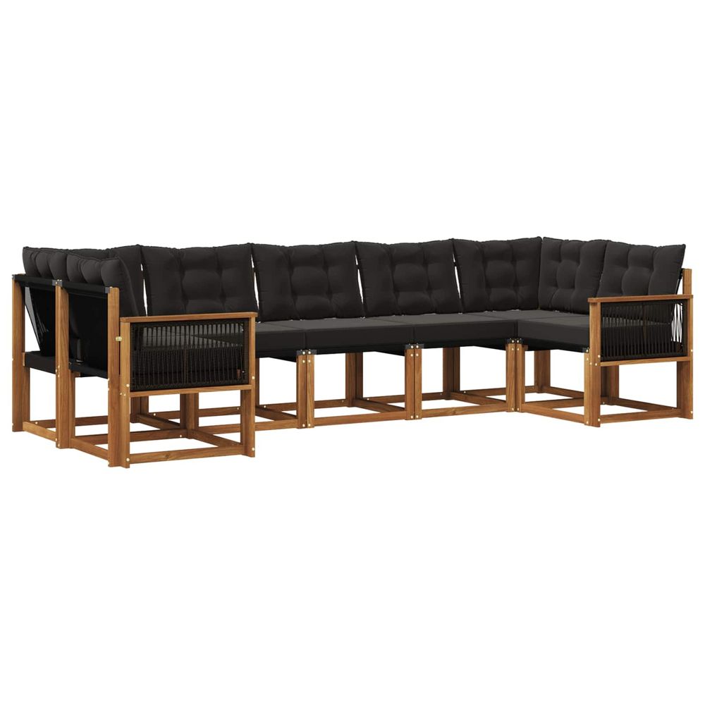Ensemble de canapés d'extérieur 7 pc naturel et noir