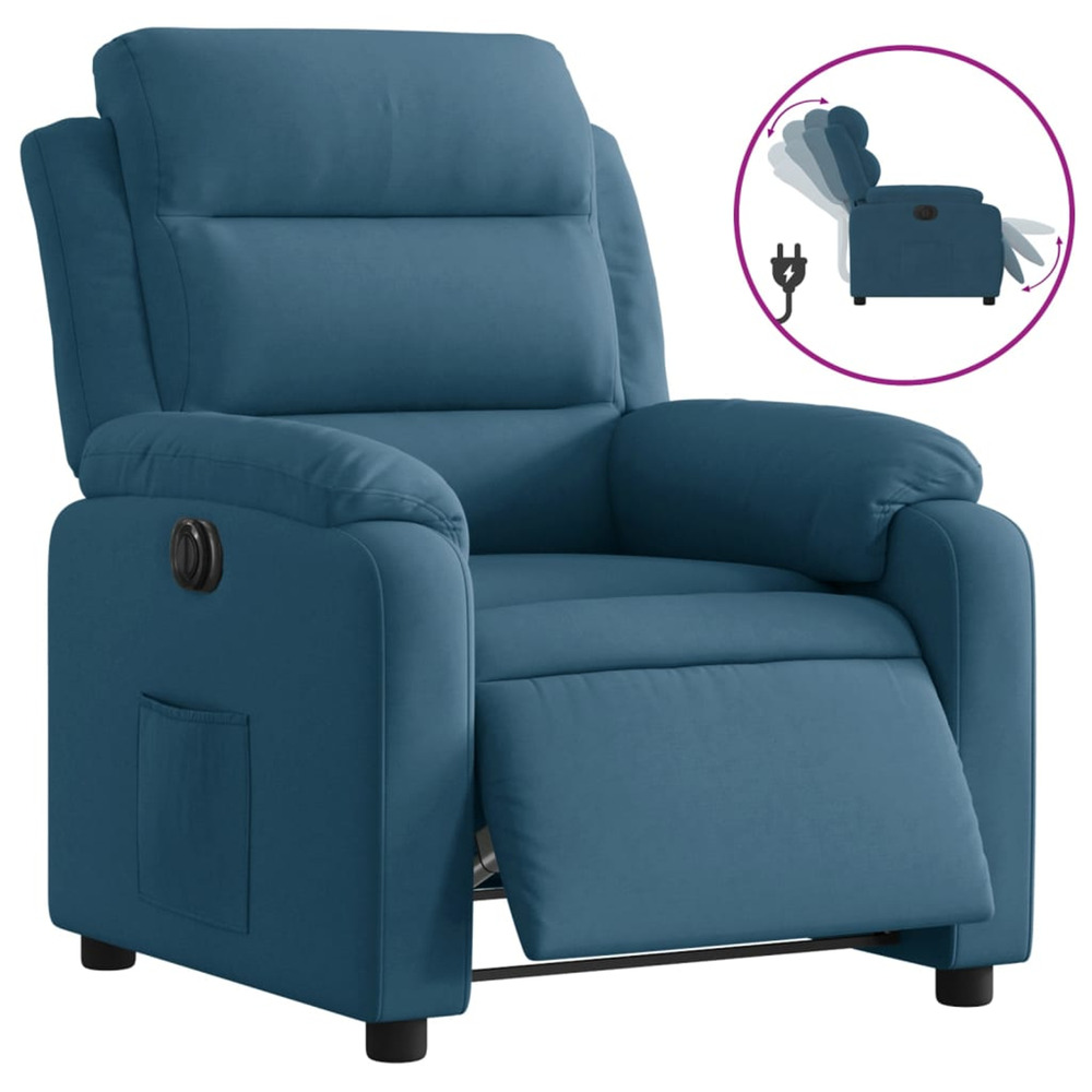 Fauteuil inclinable électrique bleu velours