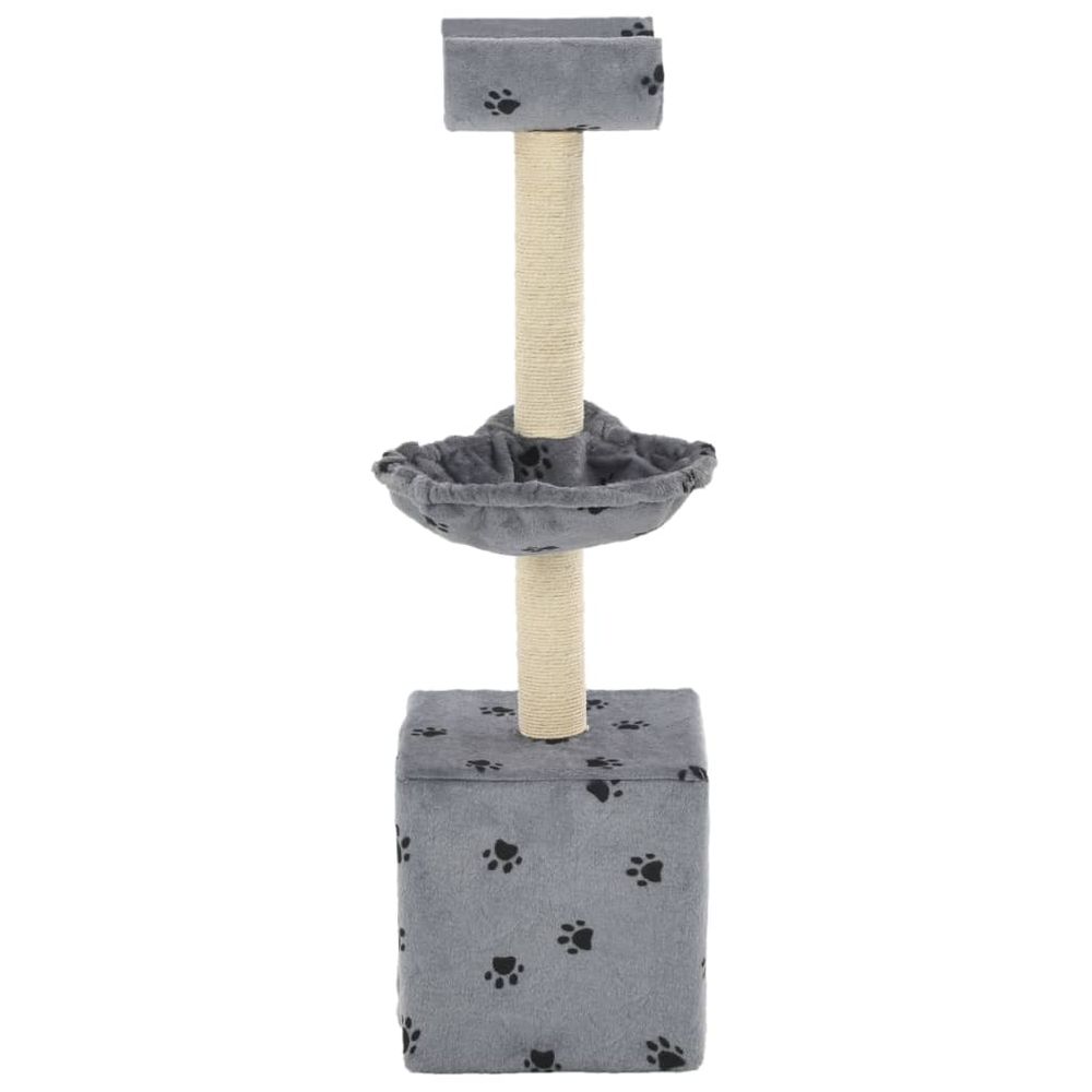 Arbre à chat et griffoir sisal 105 cm empreintes de pattes gris