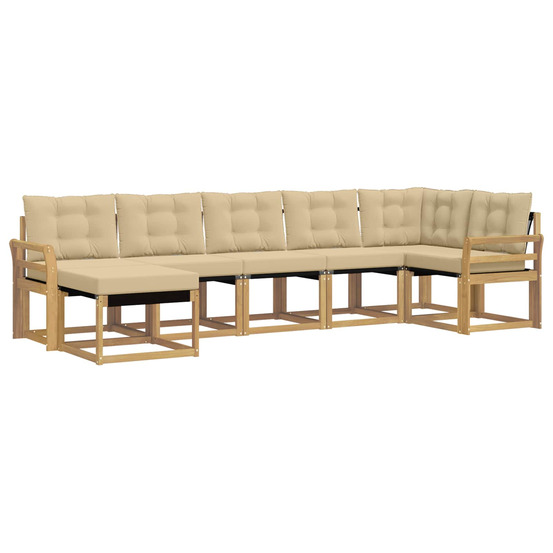 Ensemble de canapés d'extérieur 7 pcs blanc et beige