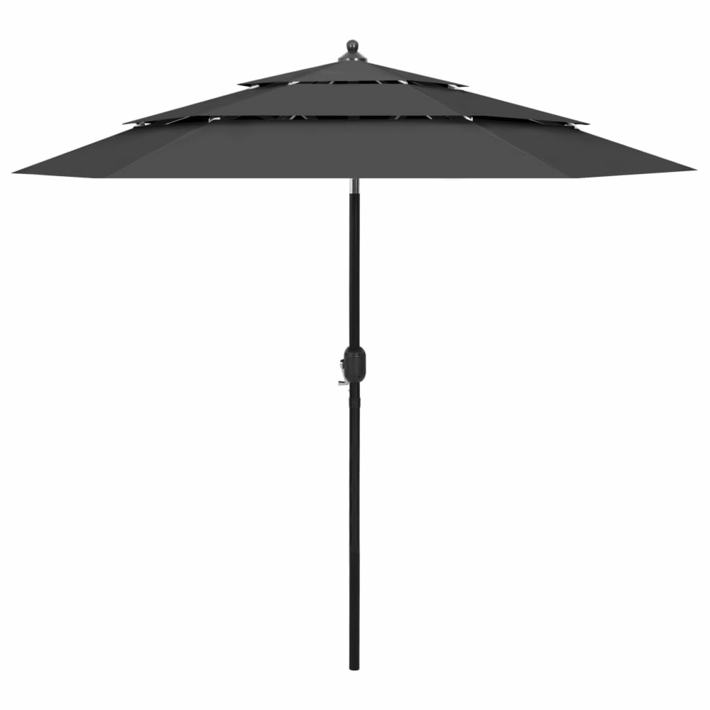 Parasol à 3 niveaux avec mât en aluminium 2,5 m anthracite
