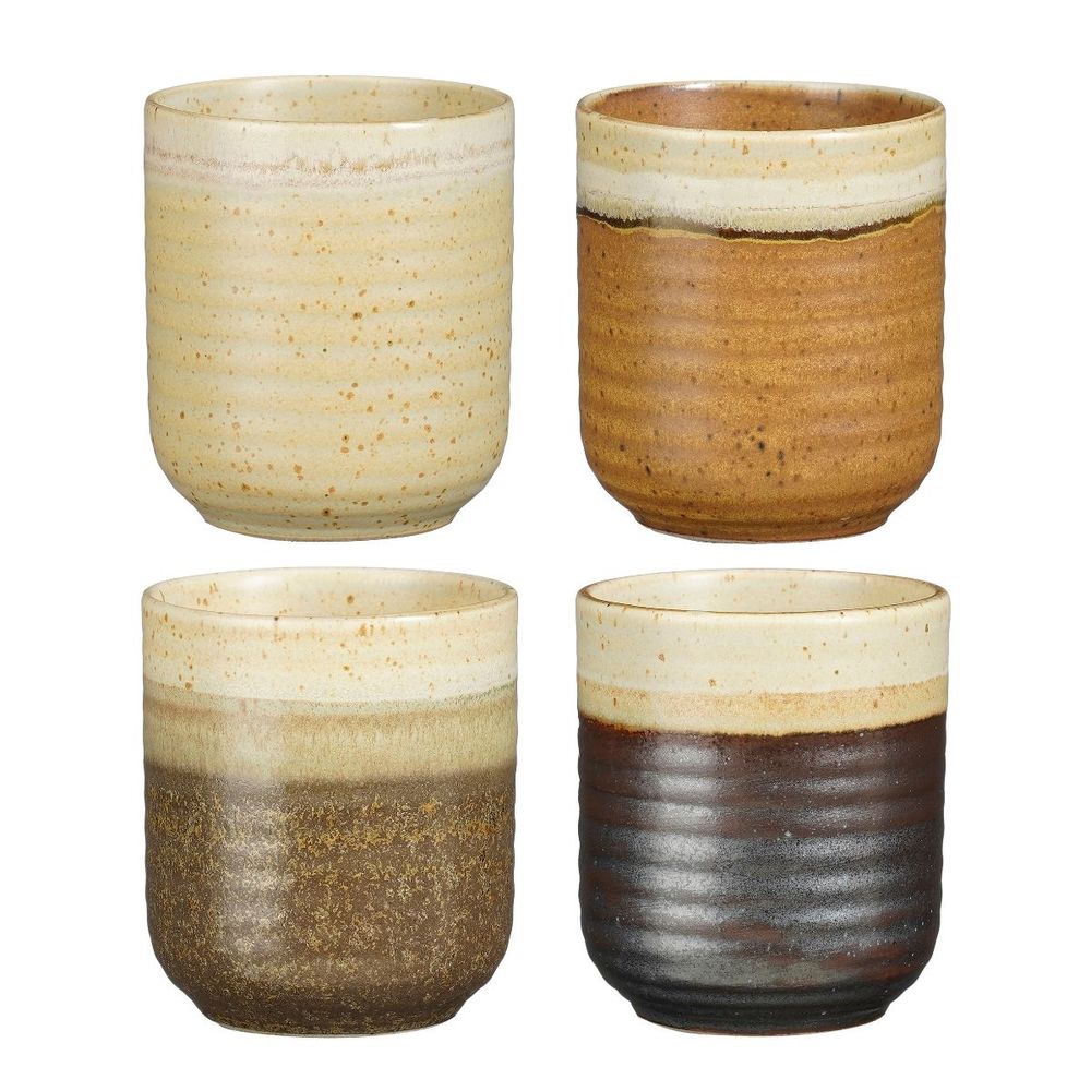Tasse et soucoupe ethan set de 4 h8.5x7.5cm - brun