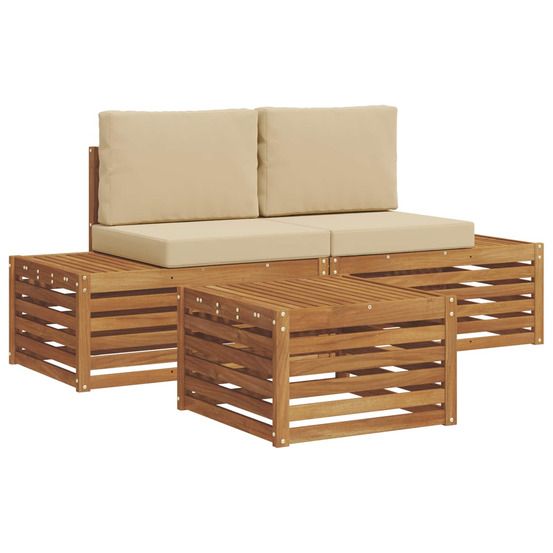 Ensemble de canapés d'extérieur avec coussin naturel et beige